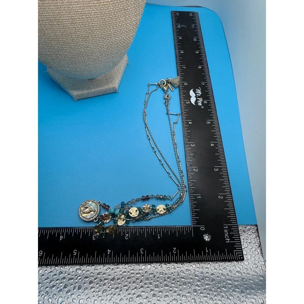 Lonna & Lilly Layered Wishbone Necklace Mixed Bead Mother of‎ Pearl Green Teal